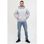 Gri Üç Iplik Unisex Kapüşonlu Kanguru Cepli Sweatshirt GRİ-S