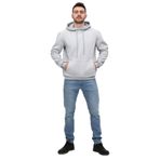 Gri Üç Iplik Unisex Kapüşonlu Kanguru Cepli Sweatshirt GRİL
