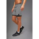 Gri Unisex Gym ve Fitness Astarlı Taytlı Şort - XL