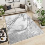Gri ve Beyaz Soyut Mermer Parça Halı 120x180 cm - Eğimli Çizgili Doku, Yatak Odası, Oturma Odası, Aile ve Evcil Hayvan Ev Dekoru için Shaggy Kaymaz Halı