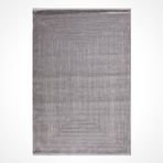 Gri Viskon Dikdörtgen Desenli Akrilik Kolay Temizlenen Yumuşak Makine Salon Halı-I-Cr-Rebecca-15102R-300x400