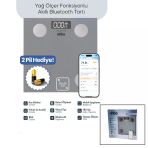 Gri Yağ Ölçer Akıllı Bluetooth Cam Baskül Pilli 180Kg/50Gr 26X26cm 8-Kişi Hafıza Lcd Ekran ℃ Gösterge Sbs-4473 (Timya/Go1395) 204681