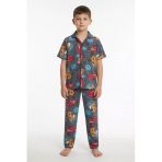Gri Yarış Arabası Desenli Erkek Çocuk Pijama Takımı 24009