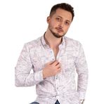Gri Yazılı Beyaz Keten Hediye Kutulu Erkek Gömlek L