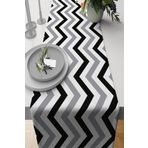 Gri Zigzag Desenli Premium Masa Örtüsü Runner RNR305