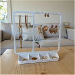 Grid Modern Takı Standı ve Aksesuar Organizeri - Bölmeli Yüzük, Küpe ve Kolye Düzenleyici Stand - Beyaz