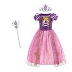 Gridamea Rapunzel kızlar için elbise düğün/parti/cosplay için peri değnek ve taç taç ile mor prenses kostümü