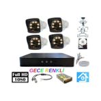 Grifin Soft 5mp Lens 2mp 1080P Warm LED 4 Kameralı 500GB Harddisk Dahil Güvenlik Kamerası Seti - ST-24500W