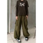 GRİİ WEAR Unisex Y2k Extra Bol Paça Bel Lastik Ayalanabilir Bel Pantolon Mevsimlik Kaliteli Kumaş