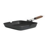 GRILLA Izgara tavası, siyah, boyut 36 x 26 cm, saklama sırasında yer tasarrufu için sap katlanabilir. Yiyeceklerde iştah açıcı ızgara şeritleri sunar. GRILLA tarafından