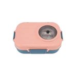 Grille Design Lunch Box Tek Katlı – Çorba Kaseli - Paslanmaz Çelik Sefer Tası – 1100 Ml. (Pudra Pembe)