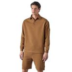 Grimelange Aatrox Erkek Polo Yakalı Patlı Düğmeli Uzun Kol Regular Fit Nakış Detaylı Koyu Kahverengi Sweatshirt, L