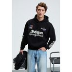 GRIMELANGE ABISMO Erkek Kapüşonlu Kanguru Cepli Kolları ve Sırtı Baskılı Relaxed Fit Siyah Sweatshirt