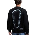 Grimelange ALDEN Erkek Yuvarlak Yaka Göğsü Ve Sırtı Baskılı Relaxed Fit Siyah Sweatshirt M