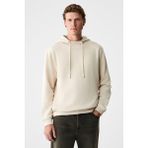 Grimelange ALESSIO Erkek %100 Pamuk Kapüşonlu Kordon Detaylı Oversize Fit Bej Sweatshirt - 2XL