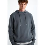 GRIMELANGE Alessıo Erkek %100 Pamuk Kapüşonlu Kordon Detaylı Oversize Fit Gri Sweatshirt