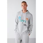 GRIMELANGE Alıve Erkek Baskı Detaylı Yumuşacık Kanguru Cepli Kapüşonlu Regular Kordonlu Grimelanj Sweatshirt