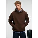 Grimelange AMOS Erkek Yumuşak Kumaşlı 3 İplik Oversize Kapüşonlu Kanguru Cepli Acı Kahve Sweatshirt - 2XL