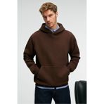 GRIMELANGE AMOS Erkek Yumuşak Kumaşlı 3 İplik Oversize Kapüşonlu Kanguru Cepli Acı Kahve Sweatshirt