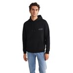 GRIMELANGE ANDREAS Erkek Kapüşonlu İçi Polarlı Baskı Detaylı Siyah Sweatshirt