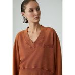 GRIMELANGE ANDREITA Kadın V Yakalı Asimetrik Oversize Turuncu Sweatshirt