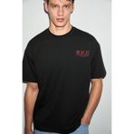GRIMELANGE ANTONIO Erkek Baskı Detaylı %100 Organik Pamuk Örme Oversize Siyah T-Shirt