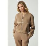 Grimelange Anyul Kadın Relaxed Bomber Yaka Vizon Sweatshirt