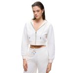Grimelange Aruba Kadın%100 Pamuk Uzun Kol Crop Beyaz Sweatshirt Beyaz S