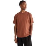 Grimelange Astons Erkek Relaxed%100 Organik Pamuk Kalın Süprem Dokuma Koyu Kahverengi T-Shirt, M