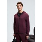 GRIMELANGE AVENER Erkek Kapüşonlu Baskılı Fermuarlı Sweatshirt Bordo