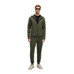 GRIMELANGE AVENER Erkek Kapüşonlu Baskılı Fermuarlı Sweatshirt Haki
