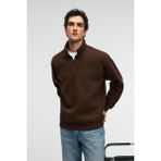 Grimelange BAXTER Erkek Dik Yakalı Fermuarlı Relaxed Kahverengi Sweatshirt - XL