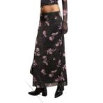 GRIMELANGE BEULAH Maxi Boy Slim Fit Beli Lastikli Tül Batik Desenli Kahverengi-Çiçek Desenli Etek, m, BEULAH01082023, Kahverengi-Çiçek Desenli, Kadın