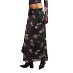 GRIMELANGE BEULAH Maxi Boy Slim Fit Beli Lastikli Tül Batik Desenli Kahverengi-Çiçek Desenli Etek, xl, BEULAH01082023, Kahverengi-Çiçek Desenli, Kadın