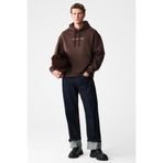 GRIMELANGE BLAISE Erkek Önü Ve Sırtı Baskılı Kapüşonlu Kordonlu Kanguru Cepli Regular Fit Kahverengi Sweatshirt