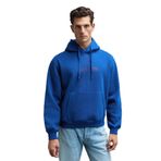 GRIMELANGE BLAISE Erkek Önü Ve Sırtı Baskılı Kapüşonlu Kordonlu Kanguru Cepli Regular Fit Sweatshirt Mavi