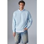 Grimelange Bonell Erkek%100 Pamuk Relaxed Bisiklet Yaka Uzun Kollu Açık Mavi Sweatshirt, L