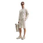 Grimelange Bonell Erkek%100 Pamuk Relaxed Bisiklet Yaka Uzun Kollu Ekru Sweatshirt, M
