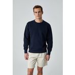 Grimelange Bonell Erkek%100 Pamuk Relaxed Bisiklet Yaka Uzun Kollu Lacivert Sweatshirt, M
