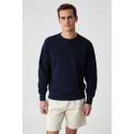 Grimelange Bonell Erkek%100 Pamuk Relaxed Bisiklet Yaka Uzun Kollu Lacivert Sweatshirt, XL