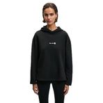 GRIMELANGE CAMELLIA Kadın Önü Nakışlı Etek Ucu Yırtmaçlı Kapüşonlu Comfort Fit Siyah Sweatshirt