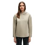 GRIMELANGE CAMELLIA Kadın Önü Nakışlı Etek Ucu Yırtmaçlı Kapüşonlu Comfort Fit Sweatshirt Taş Rengi