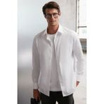 Grimelange Carlsten Erkek Slim Fit Italyan Yaka %100 Pamuk Poplin Beyaz Gömlek