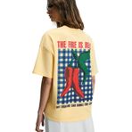 GRIMELANGE CASSIANE Bisiklet Yaka Kısa Kollu Ön Ve Arka Baskılı Regular T-Shirt, s, CASSIANE01012025, Sarı, Kadın
