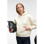 GRIMELANGE CLARIE Kadın Organik Pamuklu Oversize Kanguru Cepli Kapüşonlu Ekru Sweatshirt