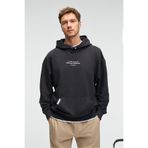GRIMELANGE CLAY Erkek %100 Pamuk Kapüşonlu Çıtçıtlı Baskılı Cebi Süs Etiketli Antrasit Sweatshirt