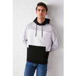 GRIMELANGE Clyde Erkek Bloklu Kapüşonlu Kordonlu Içi Polarlı Siyah Sweatshirt