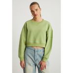GRIMELANGE DANBİ Kadın Crop Örme Kumaş Yuvarlak Yaka Uzun Kol Yeşil Sweatshirt