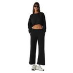 Grimelange Dewanna Kadın Uzun Kollu Crop Eşofman Takımı, Siyah, XL