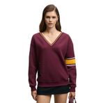 Grimelange DIVINE Kadın V Yakalı Nakış Ve Patch Detaylı Bordo Sweatshirt M